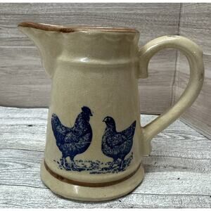 Moira Pottery Vintage Stoneware Creamer Rooster and Hen Design